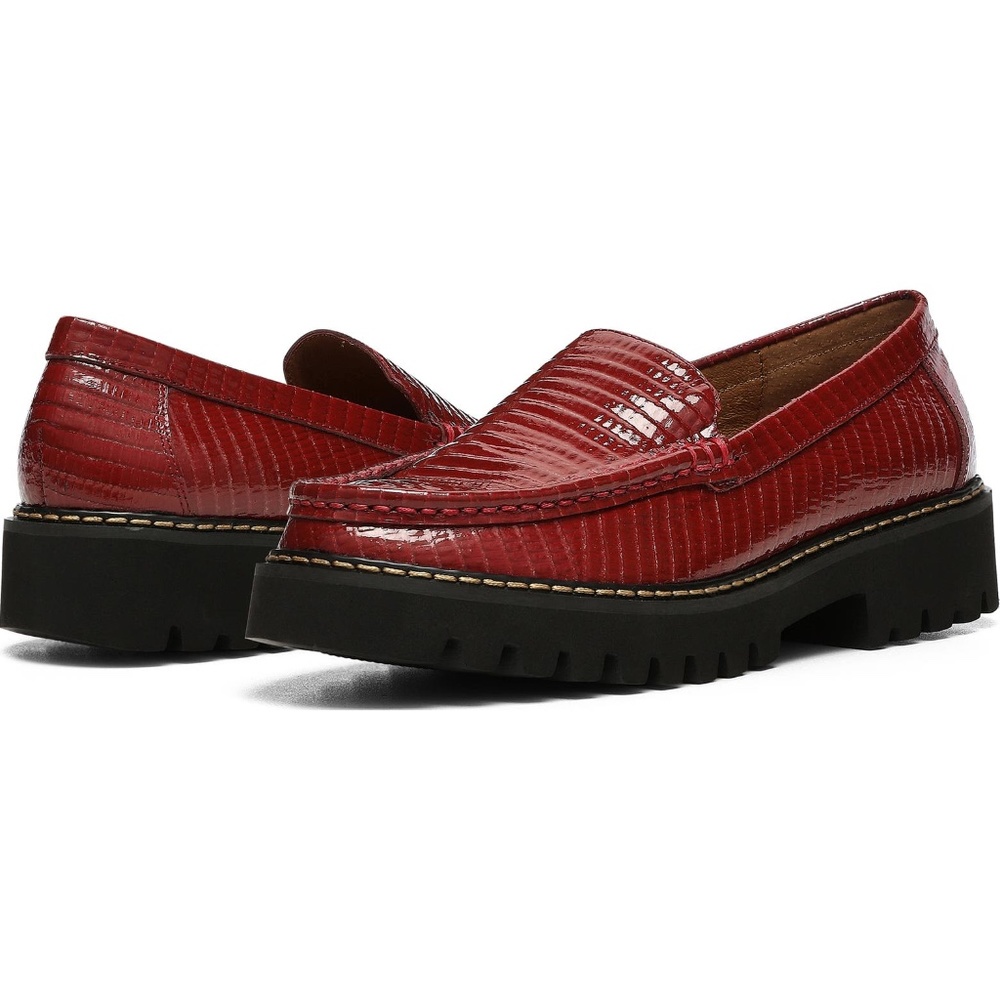 Donald Pliner Hope Platform Loafer - Oxblood Red Lizard Print